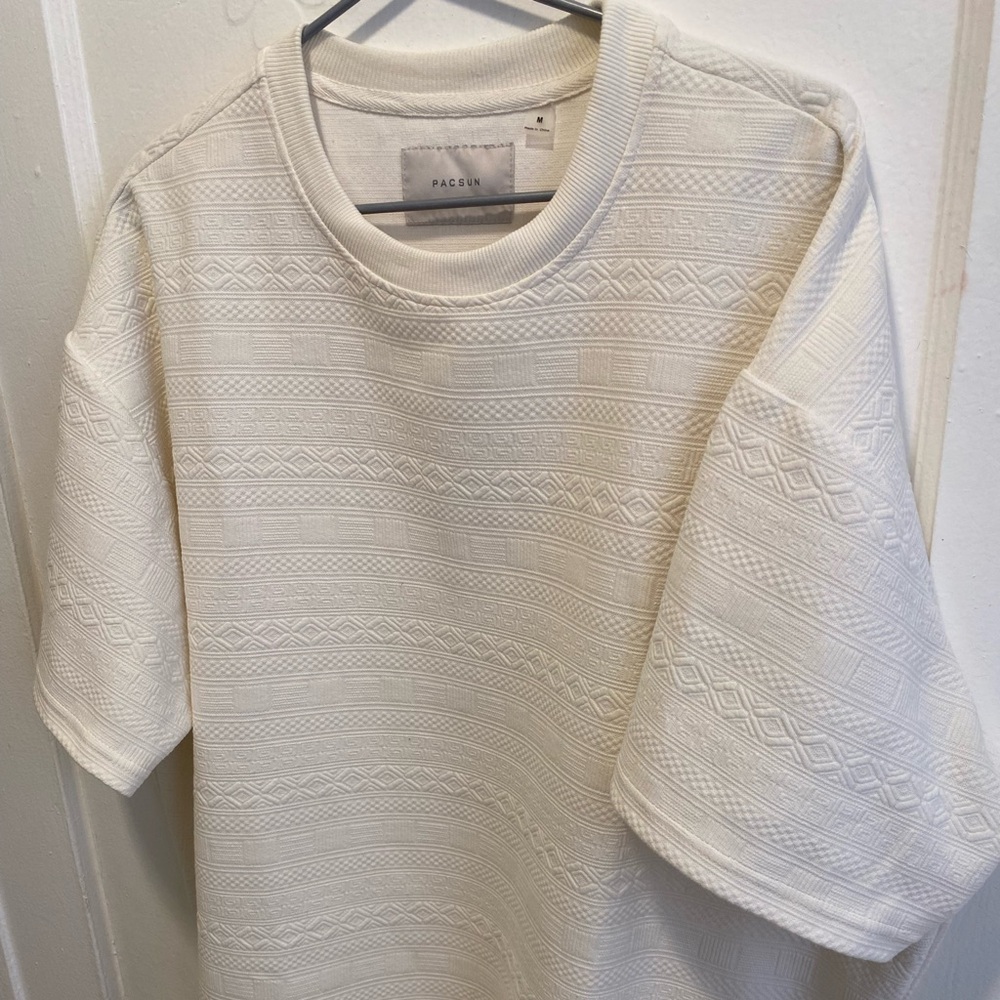 Pacsun White textured (faux knit) Oversized T-Shirt